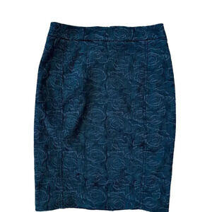 VANESSA VIRGINIA Skirt Black Straight Size 4 Floral Debossed‎ Anthropologie
